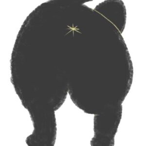黒いフレンチブルドッグの後ろ姿のイラスト（ちょんまる）