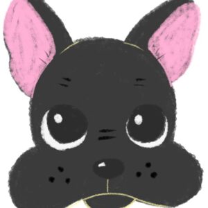 黒いフレンチブルドッグのイラスト（ちょんまる）