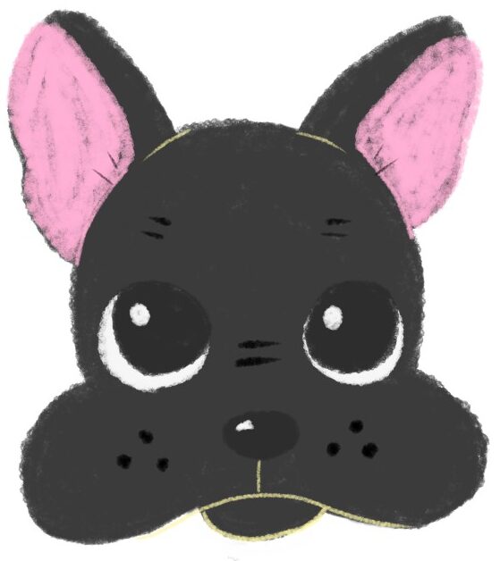 黒いフレンチブルドッグのイラスト（ちょんまる）