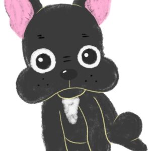 ぽかんとした顔のフレンチブルドッグのイラスト（ちょんまる）
