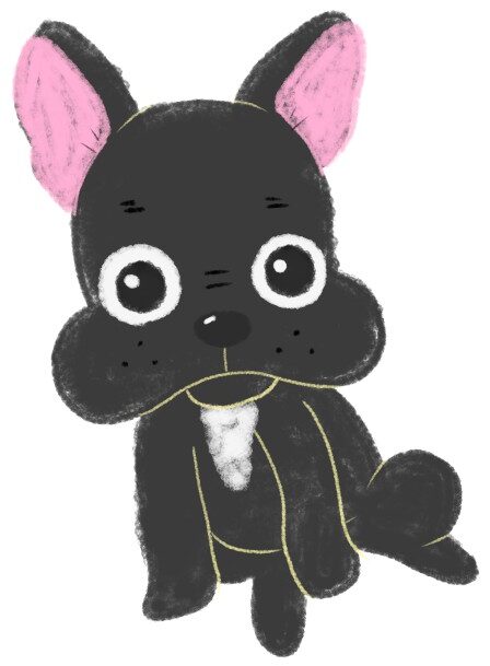 ぽかんとした顔のフレンチブルドッグのイラスト（ちょんまる）