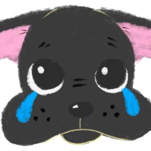 号泣するフレンチブルドッグの顔のイラスト（ちょんまる）大きめ