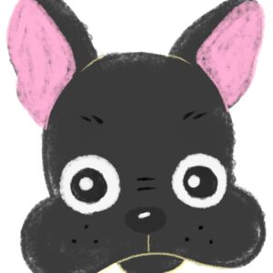 驚いた顔のフレンチブルドッグのイラスト（ちょんまる）