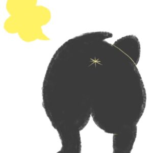 おならをする黒いフレンチブルドッグのイラスト（ちょんまる）
