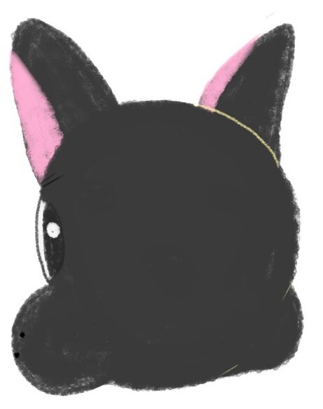 フレンチブルドッグの横顔のイラスト（ちょんまる）