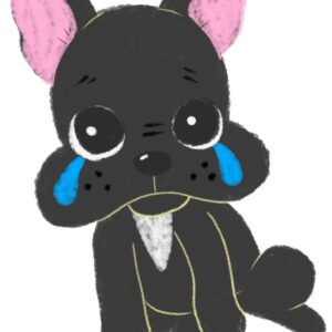泣いている顔のフレンチブルドッグのイラスト（ちょんまる）