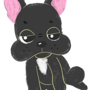 眠そうにうとうとするフレンチブルドッグのイラスト（ちょんまる）