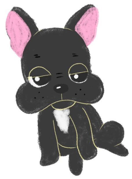 眠そうにうとうとするフレンチブルドッグのイラスト（ちょんまる）