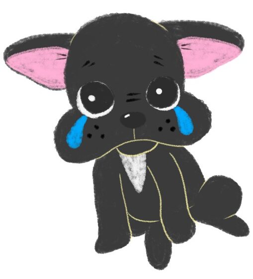 大泣きするフレンチブルドッグのイラスト（ちょんまる）バリエーション