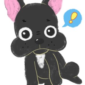 びっくりしたフレンチブルドッグのイラスト（ちょんまる）