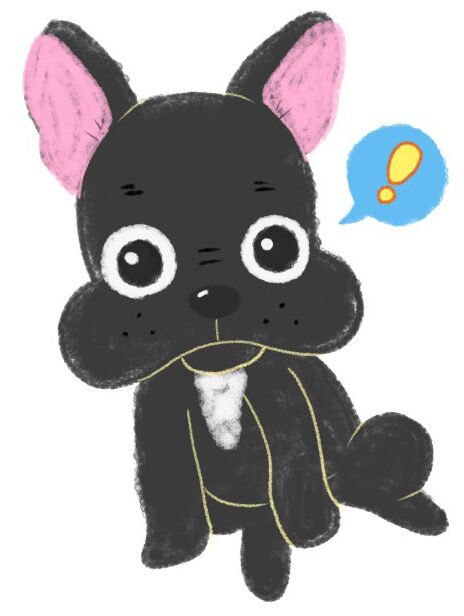 びっくりしたフレンチブルドッグのイラスト（ちょんまる）