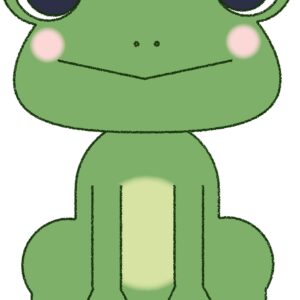 かわいいカエルのフリーイラスト・笑顔（ほっぺあり）