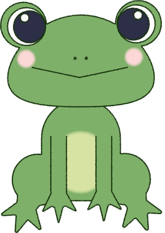 かわいいカエルのフリーイラスト・笑顔（ほっぺあり）