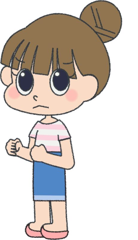 女の子 イラスト 怒り ゆるかわ シンプル クレヨン風 かわいい チラシ おたより 資料 無料