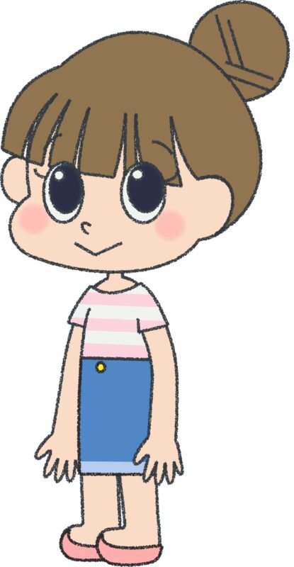 女の子 イラスト 全身 ゆるかわ シンプル クレヨン風 かわいい チラシ おたより 資料 無料