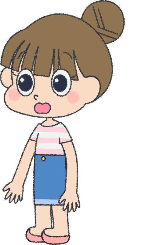 女の子 イラスト 驚き ゆるかわ シンプル クレヨン風 かわいい チラシ おたより 資料 無料