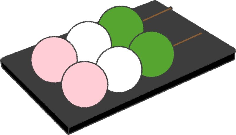 三色団子 イラスト お皿セット 春・花見 無料