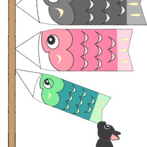 こいのぼり イラスト フレンチブルドッグ ぶら下がる こどもの日 無料