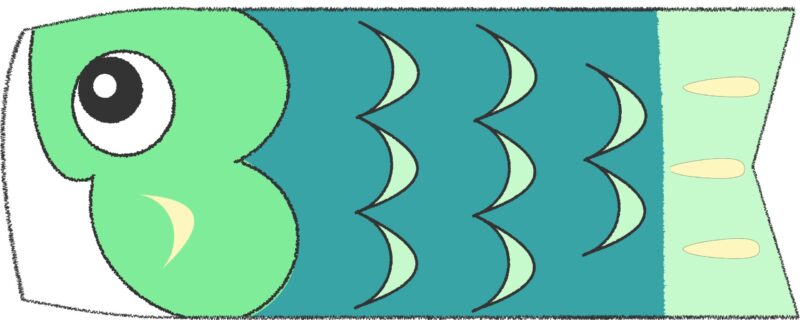 緑のこいのぼりのフリーイラスト