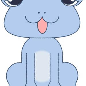 カエル イラスト 驚き 水色 シンプル クレヨン風 かわいい チラシ おたより 資料 無料