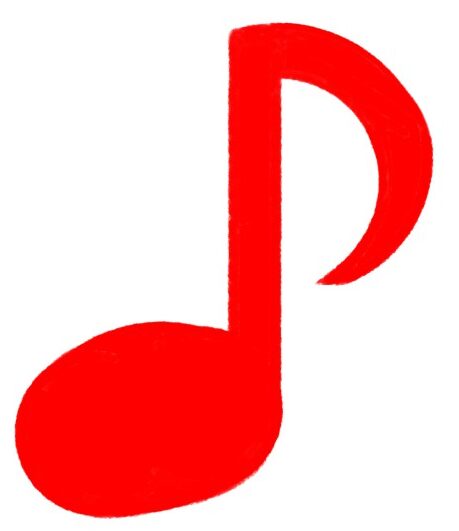 赤い音符（八分音符）のイラスト