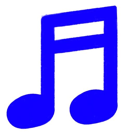青い音符（連符）のイラスト