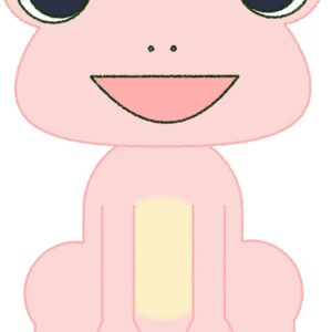 カエル イラスト 笑う ピンク シンプル クレヨン風 かわいい チラシ おたより 資料 無料