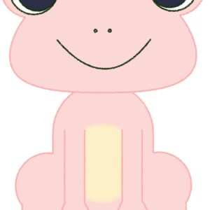 カエル イラスト 笑顔 ピンク シンプル クレヨン風 かわいい チラシ おたより 資料 無料