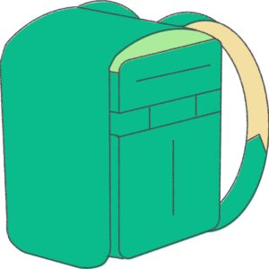緑のランドセルのフリーイラスト