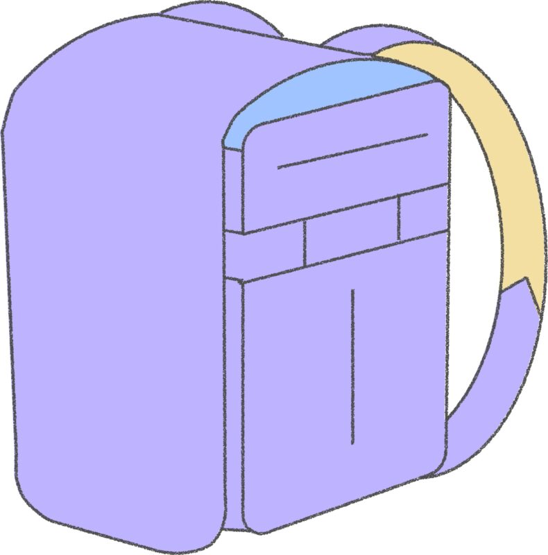 パープルのランドセルのフリーイラスト
