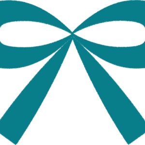 かわいいリボンのフリーイラスト・グリーン（クレヨン風）