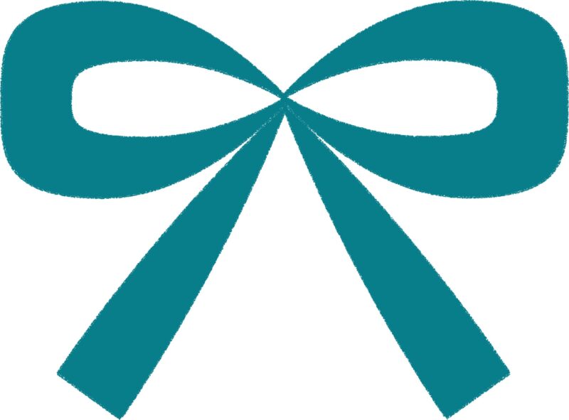 かわいいリボンのフリーイラスト・グリーン（クレヨン風）