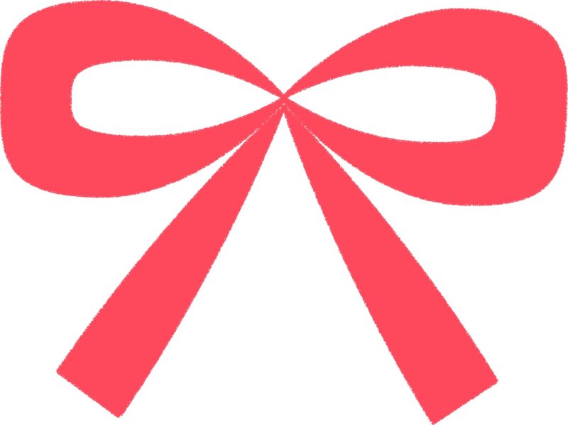 かわいいリボンのフリーイラスト・ピンク（クレヨン風）