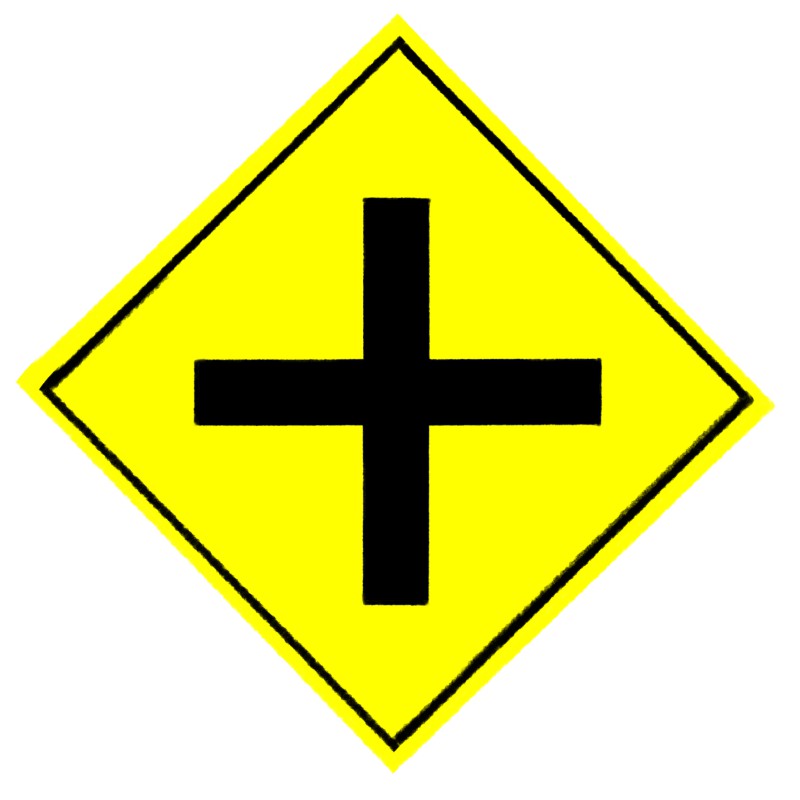 十字路（交差点）の道路標識のイラスト