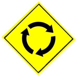 ロータリー（環状交差点）の道路標識のイラスト
