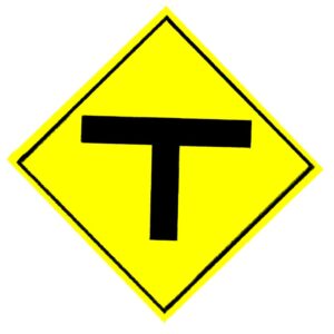 T字路（丁字路）の道路標識のイラスト