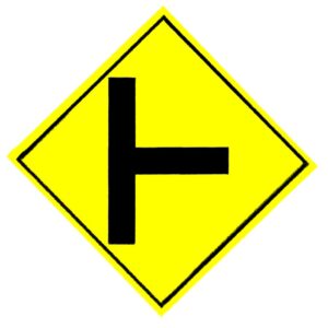 右方向丁字路の道路標識のイラスト