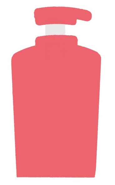ピンクのシャンプーボトルのイラスト（ポンプ式）