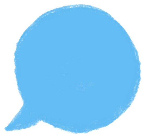 水色の丸い吹き出しのイラスト