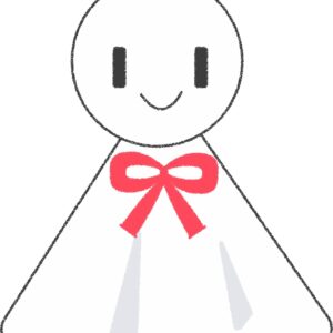 かわいいてるてる坊主・赤リボンのイラスト素材