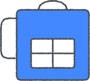 リュックサック イラスト ブルー クレヨン風 学校・遠足 無料