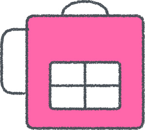 リュックサック イラスト ピンク クレヨン風 学校・遠足 無料