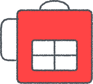 リュックサック イラスト レッド クレヨン風 学校・遠足 無料