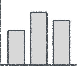 棒グラフ イラスト クレヨン風 グレー ビジネス 無料