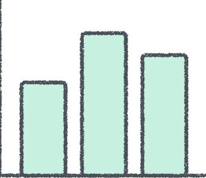 棒グラフ イラスト クレヨン風 ミント ビジネス 無料