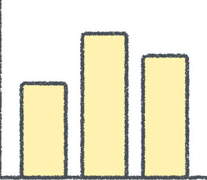 棒グラフ イラスト クレヨン風 イエロー ビジネス 無料