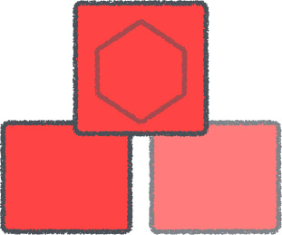 積み木 イラスト レッド クレヨン風 保育園・幼稚園 無料