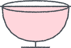 お椀 イラスト ピンク クレヨン風 給食・食事 無料
