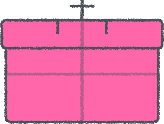 箱 イラスト ピンク クレヨン風 整理・収納 無料