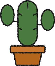サボテン イラスト グリーン クレヨン風 観葉植物・インテリア 無料